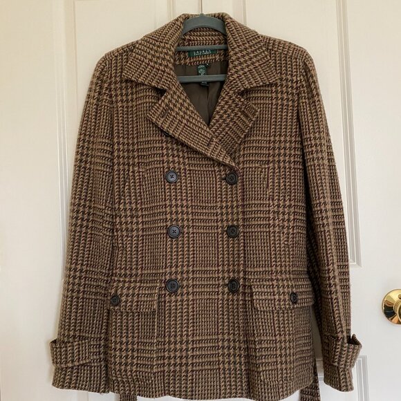Vintage Ralph Lauren wool, double breasted tweed belted jacket - Picture 3 of 6